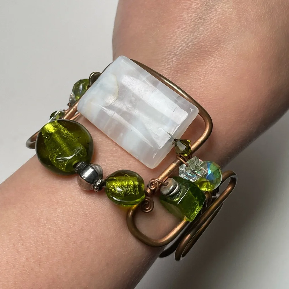 Copper Wire Work Beaded Bracelet